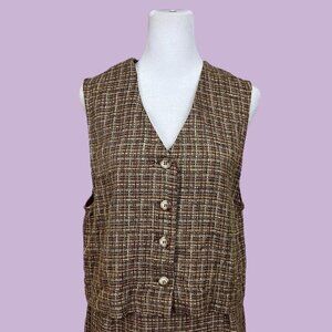 brown plaid tweed vintage 90s vest top